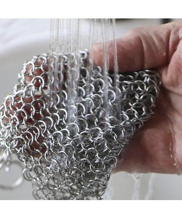 Stainless Steel 316L Chainmail Scrubber for Cast Iron & Dutch Ovens - 8x6 - Pre-Seasoned Pan Cleaner - Buy Online on GoSupps.com