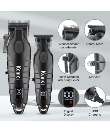 Buy Kemei Professional Cordless Hair Clipper & Trimmer Set for Men | Electric Beard Trimmer with LCD Display - KM-2290 & KM-2293 | International Shipping Available - Buy Online on GoSupps.com