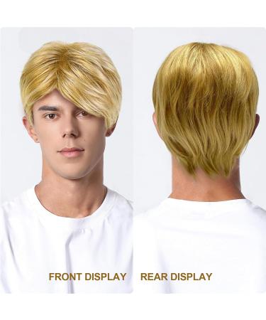 Men's Blonde Short Curled Wig - 70s 80s Disco Costume Wig with Sunglasses | Tshaoun Boy Band Style | Perfect for Halloween & Carnivals - Buy Online on GoSupps.com