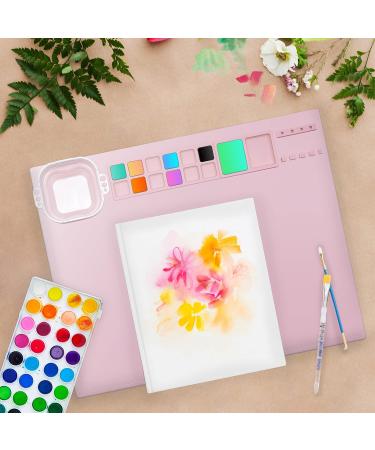 20x16 Silicone Painting Mat with Cup and Paint Holder - Non-Stick Craft Mat for Painting, Resin Casting, and Clay - Washable Artist Mat (Pink) - Buy Online on GoSupps.com