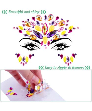 SIQUK 12 Sets Mermaid Face Jewels - Festival and Rave Crystal Gems for Eye and Body, Party Face Jewel Stickers - Buy Online on GoSupps.com
