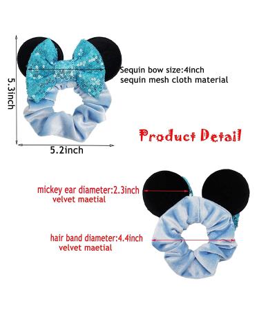 6 Pack Mouse Ears Velvet Sequin Bows Scrunchies for Women, Girls, Kids - Christmas Party Hair Ties - Buy Online on GoSupps.com