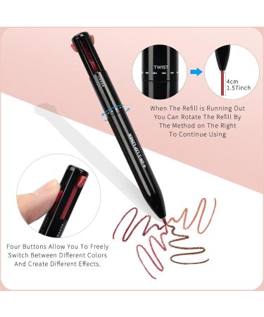 Arqumi Lip Liner - 4-in-1 High Pigmented Retractable Pencil | Smudge Proof Smooth Color | International Shipping - Buy Online on GoSupps.com