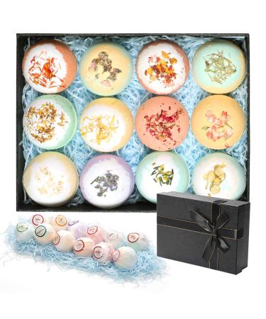 Bath Bombs Gift Set 12Pcs Handmade Bath Bomb for Women Floating Bubble Fizzies Spa Kit Birthday Mothers Day Valentines Christmas Gifts for Her/Him  Wife  Girlfriend