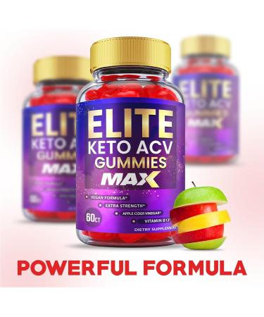(2 Pack) Elite Keto ACV Gummies - Max Strength Formula with Vitamin B12 and Beet Root - Apple Cider Vinegar Weight Loss Support - 120 Gummies - Buy Online on GoSupps.com