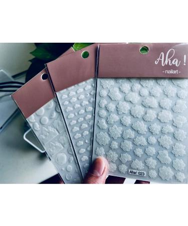 3D Self-Adhesive Flower Nail Art Sticker Decals - Fashionable White Floral Design for Manicure and Toenails - 3 Sheets - Buy Online on GoSupps.com