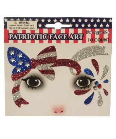 Patriotic Temporary Face Tattoos - 100pc Face Art for Memorial Day, 4th of July, Labor Day | Red White Blue Glitter | Election Party - Buy Online on GoSupps.com