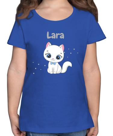 Gift with name personalized by Shirtracer - T-Shirt Girls - Cute Cat Cats Cat Motif Cat Cats 07 Royal Blue 140