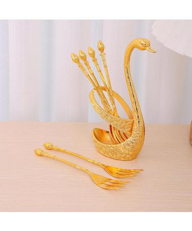 Swan Dinnerware Set Swan Base Holder Alloy Fruit Ice Cream Cake Dessert Flatware Set Swan Spoon Organizer for Hotel Kitchen Party Home Decor with Argent fork/816 (Color : with Gold Forks) - Buy Online on GoSupps.com