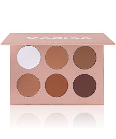 Vodisa Contour Palette Highlighting Bronzer Powder Kit Matte Corrector Professional Base Foundation Long-Wear  Lightweight  Blends Easily  Highly Pigmente Makeup Pallet With Mirror (B)