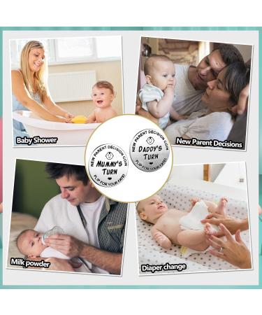 Family Decision Coin for New Parents - Fun Mum Dad Baby Shower Gift - Stainless Steel Silver Flip Coin - Mother's Day, Birthday, Anniversary Present - Buy Online on GoSupps.com