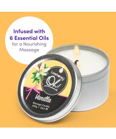 Lovehoney Oh! Vanilla Massage Candle - 60g | 6 Essential Oils | Vegetarian Friendly - Buy Online on GoSupps.com