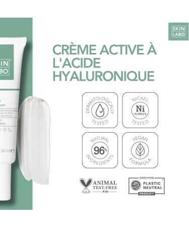 SkinLabo - Active Cream with Hyaluronic Acid Moisturizes and fights wrinkles and expression lines gives elasticity to the skin with hyaluronic acid - 30 ml - Buy Online on GoSupps.com
