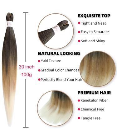 Xusuperb 30-inch Ombre Blonde Pre-Stretched Braiding Hair - 6 Packs Kanekalon Synthetic Extensions for Knotless Braids (T1B/27/613) - Buy Online on GoSupps.com