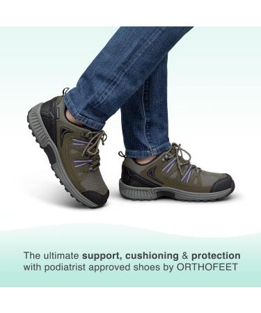 Orthofeet Moravia 8.5 Wide Khaki Waterproof Women's Outdoor Shoes - Plantar Fasciitis Relief & Arch Support - Buy Online on GoSupps.com