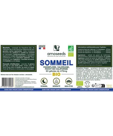 Sommeil BIO | Hautement dos | Val riane Passiflore | Endormissement rapide Relaxation | 90 G lules Vegan | Qualit Sup rieure Fabriqu en France - Buy Online on GoSupps.com