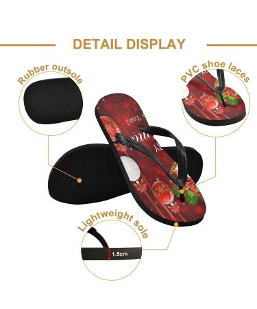 Mnsruu Red Snowflakes Christmas Flip Flops | Cozy Sandals for Home Spa Travel - Men & Women - Buy Online on GoSupps.com