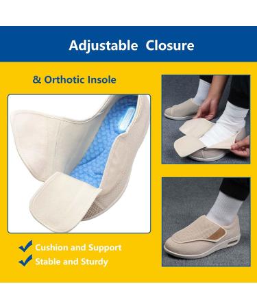 Men's Diabetic Wide Width Adjustable Closure Shoes for Swollen Feet - Black - Size Men 6.5/Women 7.5 - Buy Online on GoSupps.com