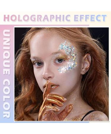White Face Glitter Gel | Long Lasting Holographic Makeup & Hair Glitter for Halloween & Festivals - Buy Online on GoSupps.com