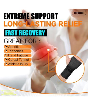 TOFLY Medical Wrist Compression Sleeves - Premium Support for Carpal Tunnel, Pain Relief, Arthritis, Tennis, Tendonitis - Wrist Brace for Men and Women - 1 Pair (Black, Small) - Buy Online on GoSupps.com