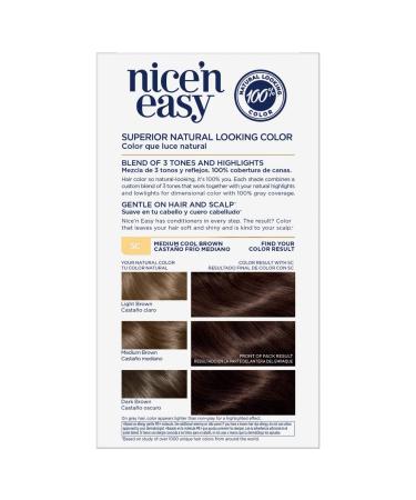 Clairol Nice n Easy 5C Medium Cool Brown Hair Color - Pack of 3 | Allergy-Friendly Permanent Dye & Conditioner for Natural-Looking Grey Coverage - Buy Online on GoSupps.com