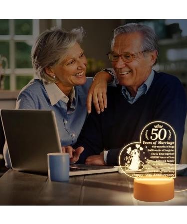 Buioata 50th Anniversary Night Light Gift for Couple - Golden Wedding & Parent's Anniversary - Buy Online on GoSupps.com