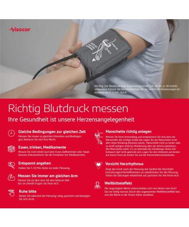 VISOCOR 25060 OM60 Blood Pressure Meter - Upper Arm Automatic Cuff (22-40 cm) for Accurate Blood Pressure & Pulse Measurement | Fast International Shipping - Buy Online on GoSupps.com