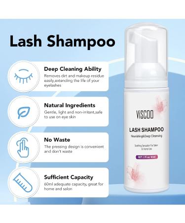 VISCOO Eyelash Shampoo & Cleanser Kit with USB Lash Fan - 150ml Wash Bottle, 60ml Clean Mousse, Mascara Brush, Cleansing Brushes - Salon & Home Use - Buy Online on GoSupps.com