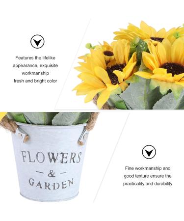HOMSFOU 1pc Simulated Sunflower Faux Potted Plants Flower in Indoor Planters Sunflower Flower Pot Artificial Household Decor Jug Vase Sunflower Bonsai Decor Iron Plastic Twine Flowers Chic Yellow 20x11cm - Buy Online on GoSupps.com