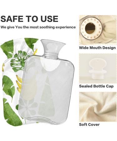 Naanle Banana Palm Leaves Heat Bottle 1L - Transparent Hot Water Bottle for Pain Relief & Therapy - Ideal for Bed Hand & Foot Warmth - Buy Online on GoSupps.com