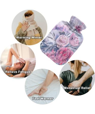 NAANLE Floral Hot Water Bottle with Cover - 1L Pain Relief & Heat Therapy | Watercolor Roses for Back Hand & Feet - Buy Online on GoSupps.com