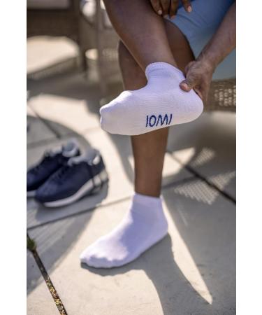 IOMI 3 Pack Extra Wide Non Binding Padded Cotton Diabetic Socks 10-12 White - Trainer Style - Buy Online on GoSupps.com
