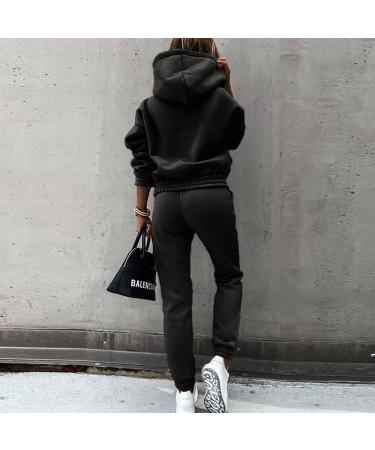 Women's Casual 2-Piece Hoodie and Pants Set | Long Sleeve Pullover Jogging Suit | Sweatsuit Tracksuit in Black (Medium) - Buy Online on GoSupps.com