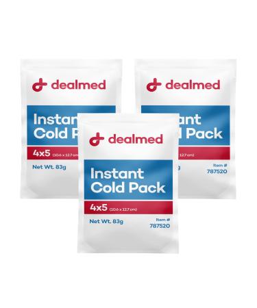 Dealmed Instant Cold Pack Pack of 3 4 x 5 Disposable Cold Packs for Injuries Swelling Sprains Muscle Soreness and More No Refrigeration Single Squeeze Activation 3 4 x 5 - Buy Online on GoSupps.com