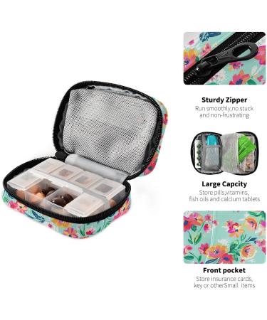 Naanle Watercolor Spring Flowers Pill Box | 7-Day Travel Pill Organizer with Zipper | Portable Compact Case for Supplements & Vitamins - Buy Online on GoSupps.com