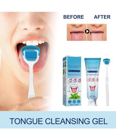  yuchdzexu Tongue cleaning gel with tongue brush natural and effective cleaning kit healthy mouth odor eliminator to remove bad breath - Buy Online on GoSupps.com