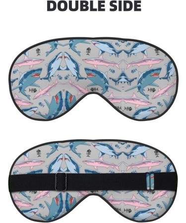 Blue Cartoon Fish Print Adjustable Sleep Eye Mask | Soft Blackout Silk Blindfold for Men & Women - Perfect for Travel & Relaxation - Buy Online on GoSupps.com