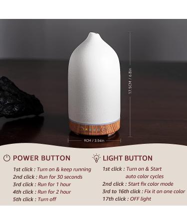 Gooamp 100ML Ceramic Aromatherapy Diffuser with 7 Color Lights - Wood Grain Base - Auto Shut Off - Ideal for Home, Office, and Room - 0.5/1/2/ON hrs Working Time - Buy Online on GoSupps.com