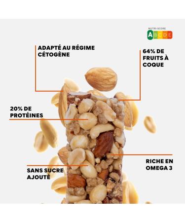 Keto slimming bars Feed. | 64% almonds and peanuts Nutriscore A no added sugar | Protein bars rich in omega-3 | Vegan & gluten-free | 12x40g - Buy Online on GoSupps.com
