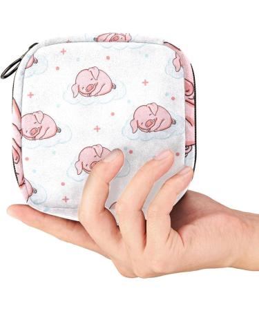 Pig Animal Sleep Sanitary Napkin Storage Bag - Menstrual Cup Pouch & Makeup Organizer for Girls - Multicoloured - Buy Online on GoSupps.com