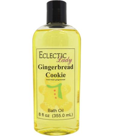 Gingerbread Cookie Bath Oil by Eclectic Lady - Scented Bath Oil - Relaxing & Moisturizing Bathing Oil - Fragrance Body Oil For Dry & Rough Sensitive Skin - Body Daily Nourishing Shower Oil (8 oz) 8 Ounce