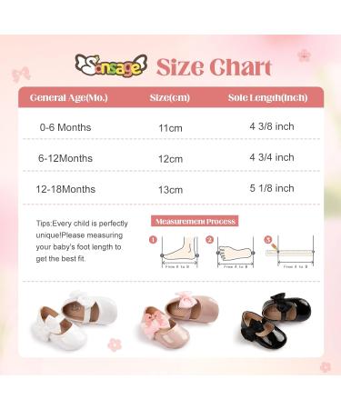 Sonsage Infant Baby Girls Bowknot Mary Jane Toddler Anti-Slip Princess Wedding Flats - Black, 0-6 Months - Buy Online on GoSupps.com