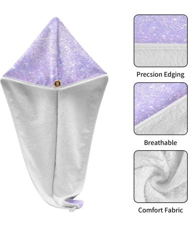 Shiny Glitter Lavender Dry Hair Cap Set - 2 Quick Drying Towels & Button Headband Super Absorbent & Comfortable - Buy Online on GoSupps.com