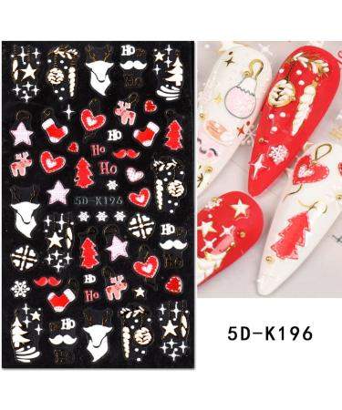 3D Embossed Christmas Nail Art Stickers Decals 4 Sheets 5D Self-Adhesive Red Heart Snowflake Winter Nail Supplies Nail Art Design Decoration Accessories - Buy Online on GoSupps.com
