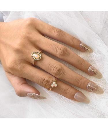 Sethexy Shiny Long Oval False Fingernails - Sparkle Champagne 24pcs Complete Coverage Acrylic Press-On Nail Tips for Women & Girls - Buy Online on GoSupps.com