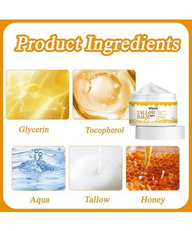 Beef Tallow Balm 3 Bottles Beef Tallow Cream Beef Tallow Skin Care Beef Tallow Cream for Skin Care Whipped Face and Body Moisturizer for All Skin Types - Buy Online on GoSupps.com