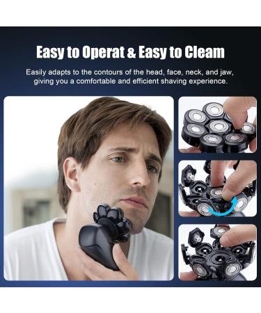 8D Floating Head Shaver for Bald Men - Waterproof Electric Razor for Head Face Legs & Body Shaving - Rechargeable Kit with Nose & Ear Hair Trimmer - 90 Min Runtime LED Display - Black - Buy Online on GoSupps.com