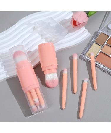 Retractable Makeup Brush 5 In 1 Cute Makeup Brush Set | All In 1 Cute Set Portable Face Cosmetic Brushes For Eyeshadow Eyebrow Eyeliner Blending Pink - Buy Online on GoSupps.com