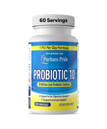 Probiotic 10 with Vitamin D to support immune function* 120 count by Puritan's Pride 120 Count (Pack of 1)
