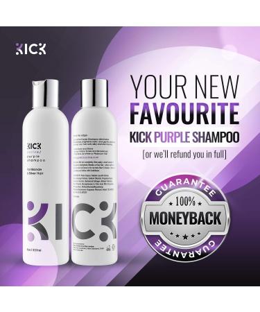 Kick Purple Shampoo for Blonde & Grey Hair - 8oz | Award-Winning Toning Formula to Neutralize Brassiness & Enhance Blonde Tones - Buy Online on GoSupps.com